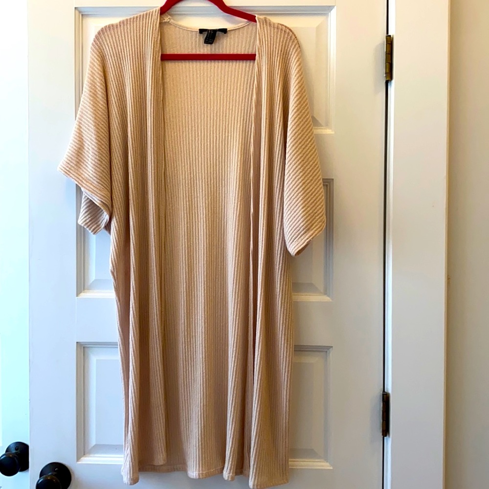 Beige light knit open tunic